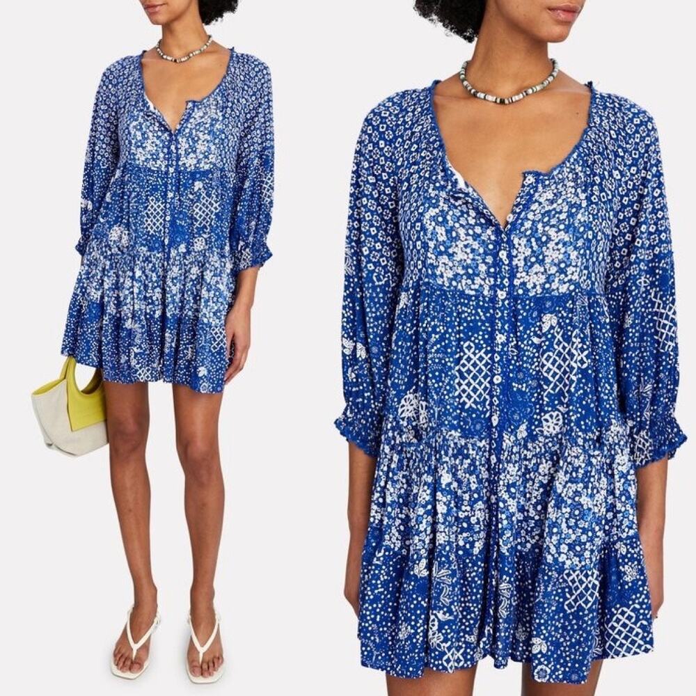 Poupette St. Barth’s Tesorino Blue Patchwork Mini Dress